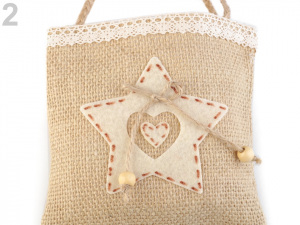 Vánoční jutová taška anděl, hvězda, stromeček, malá