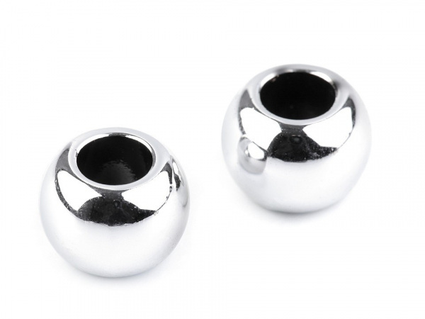 Plastové korálky Metalic s velkým průvlekem 11x15 mm