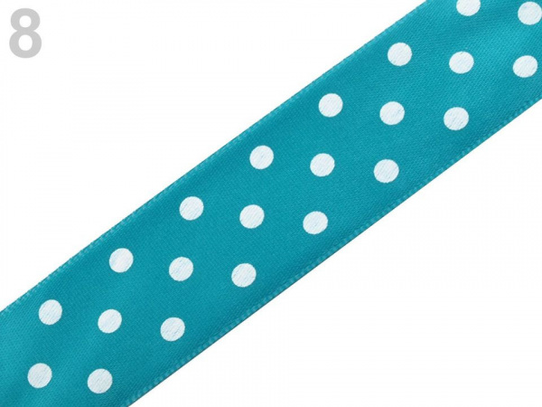 Saténová stuha s puntíky šíře 25 mm