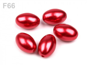 Plastové voskové korálky / perly Glance oliva 12x18 mm