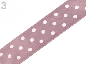Saténová stuha s puntíky šíře 25 mm