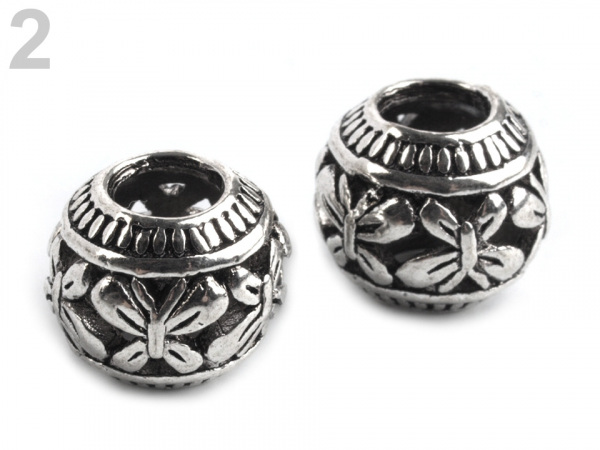 Kovové korálky s velkým průvlekem 9x11 mm