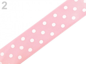 Saténová stuha s puntíky šíře 25 mm