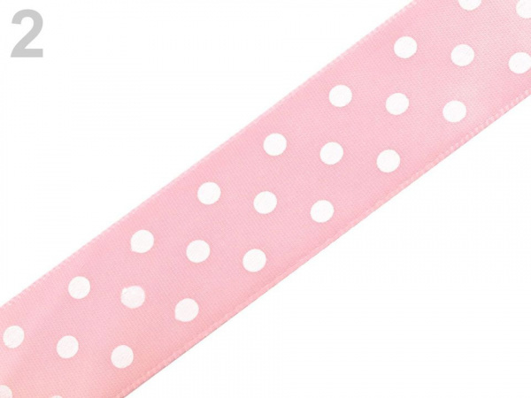 Saténová stuha s puntíky šíře 25 mm