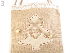 Vánoční jutová taška anděl, hvězda, stromeček, malá