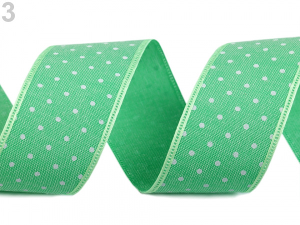 Tkaná bavlněná stuha s puntíky šíře 40 mm