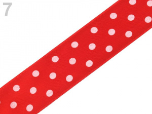 Saténová stuha s puntíky šíře 25 mm