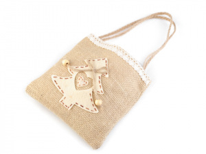 Vánoční jutová taška anděl, hvězda, stromeček, malá