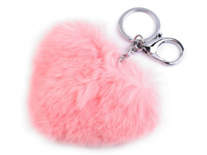 Kožešinová bambule na kabelku srdce