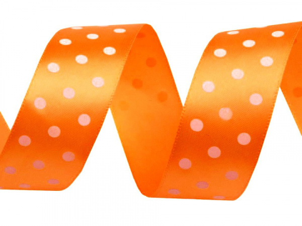 Saténová stuha s puntíky šíře 25 mm