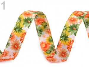 Oboustranná stuha květy šíře 13 mm