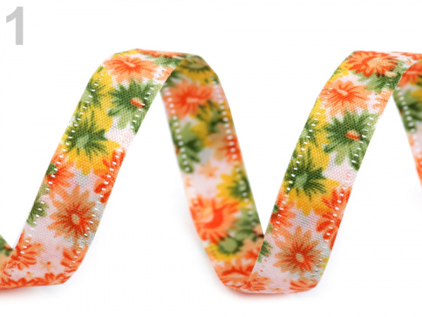 Oboustranná stuha květy šíře 13 mm