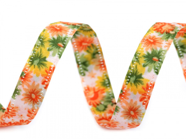 Oboustranná stuha květy šíře 13 mm