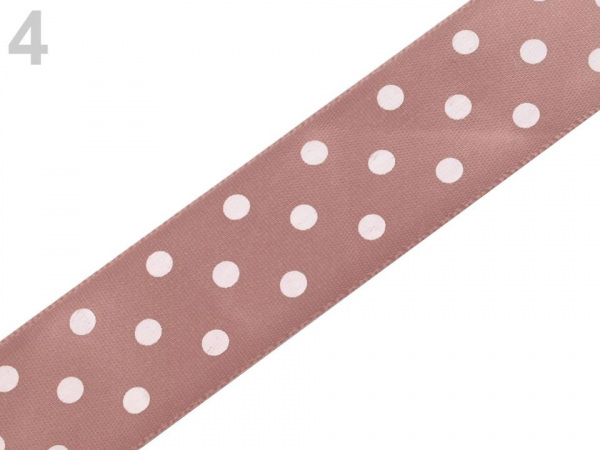 Saténová stuha s puntíky šíře 25 mm