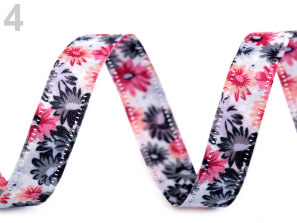 Oboustranná stuha květy šíře 13 mm