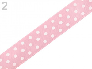 Saténová stuha s puntíky šíře 19 mm