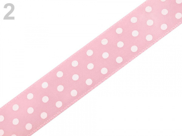 Saténová stuha s puntíky šíře 19 mm