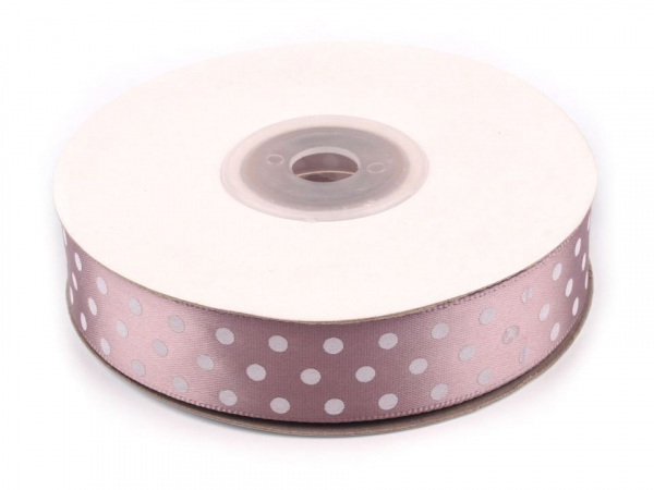 Saténová stuha s puntíky šíře 19 mm