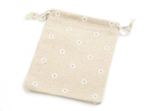 Lněný pytlík s květy 12,5x17 cm