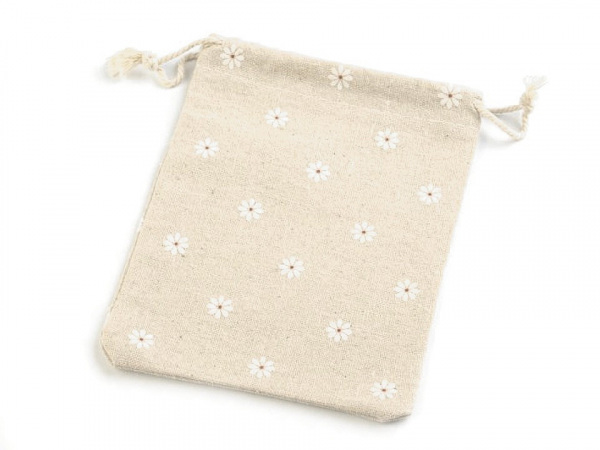 Lněný pytlík s květy 12,5x17 cm