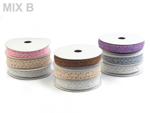 Bavlněná krajka mix šíře 13 mm