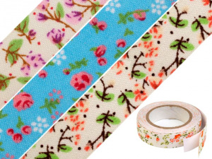 Samolepicí textilní páska šíře 14 mm květy