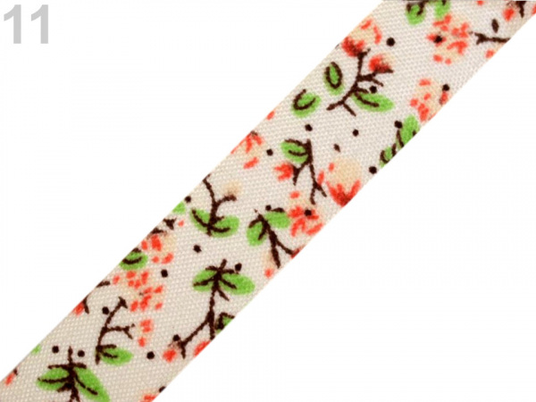 Samolepicí textilní páska šíře 14 mm květy