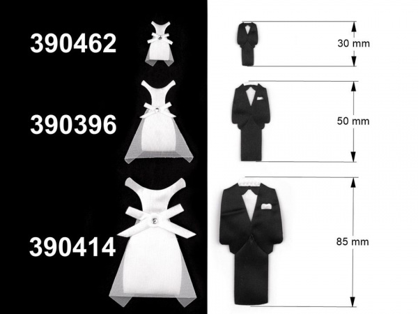 Textilní dekorace ženich a nevěsta 30 mm