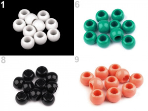 Plastové korálky s velkým průvlekem 11x14 mm