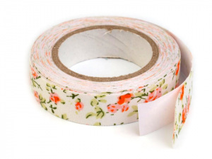 Samolepicí textilní páska šíře 14 mm květy