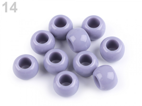 Plastové korálky s velkým průvlekem 11x14 mm