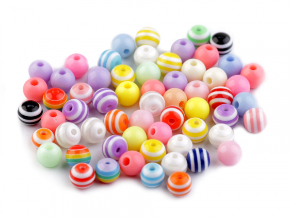 Plastové korálky s proužkem Ø6 mm