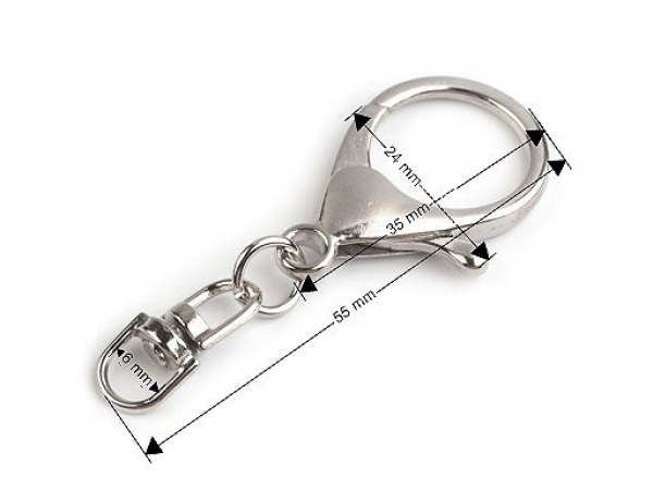 Kovová karabinka s obrtlíkem 24x55 mm