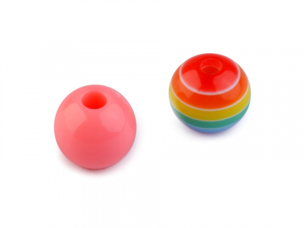 Plastové korálky s proužkem Ø6 mm