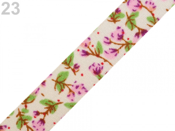 Samolepicí textilní páska šíře 14 mm květy