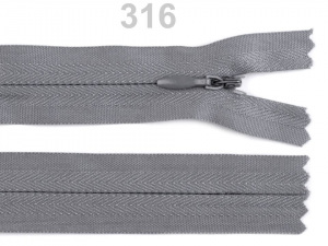 Spirálový zip skrytý šíře 3 mm délka 40 cm