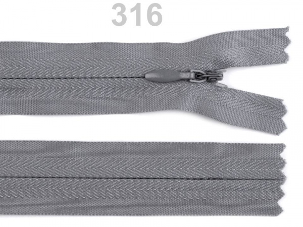 Spirálový zip skrytý šíře 3 mm délka 40 cm