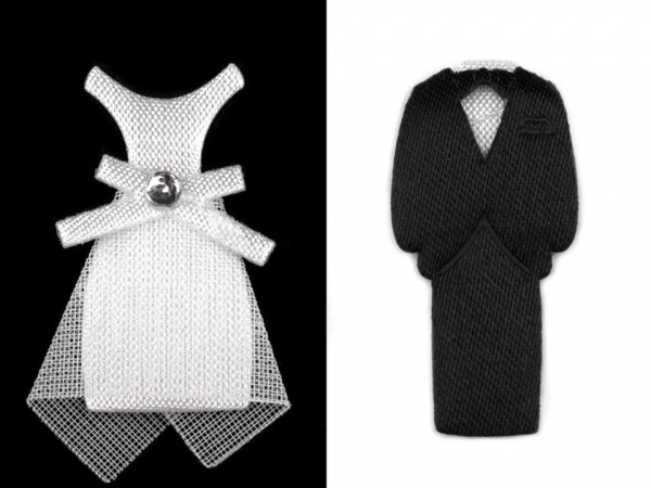 Textilní dekorace ženich a nevěsta 30 mm