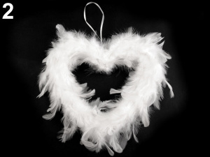 Dekorace srdce z peří