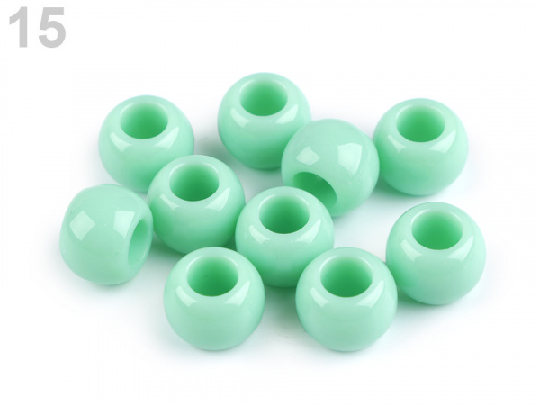 Plastové korálky s velkým průvlekem 11x14 mm