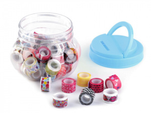 Vzorované samolepicí pásky šíře 12 mm v dóze