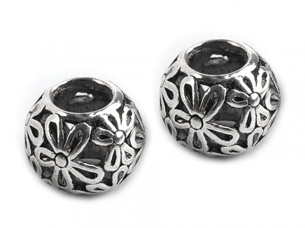 Kovové korálky s velkým průvlekem 9x11 mm