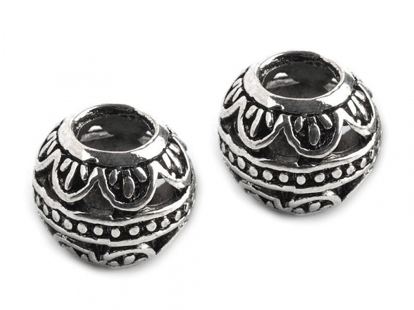 Kovové korálky s velkým průvlekem 9x11 mm