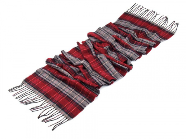 Šála károvaná s třásněmi