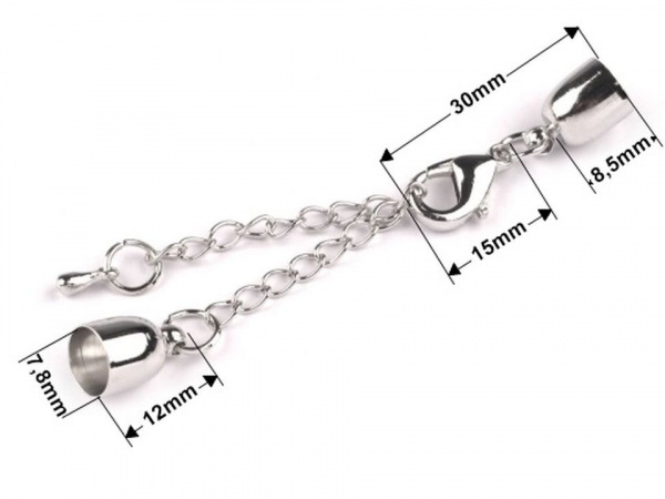 Karabinka s prodlužovacím řetízkem a koncovkami Ø7 mm