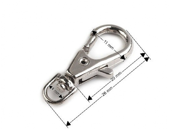 Kovová karabinka s obrtlíkem průvlek 4 mm