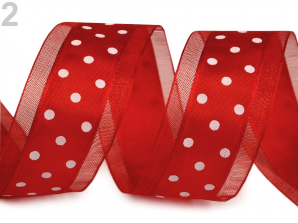 Kombinovaná stuha s puntíky šíře 25 mm
