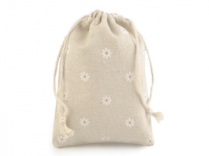 Lněný pytlík s květy 12,5x17 cm