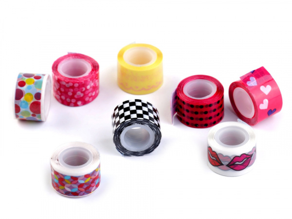 Vzorované samolepicí pásky šíře 12 mm v dóze