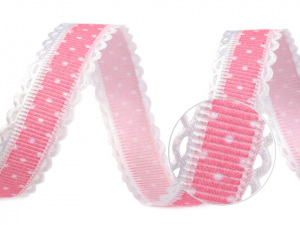 Rypsová stuha s puntíky šíře 15 mm